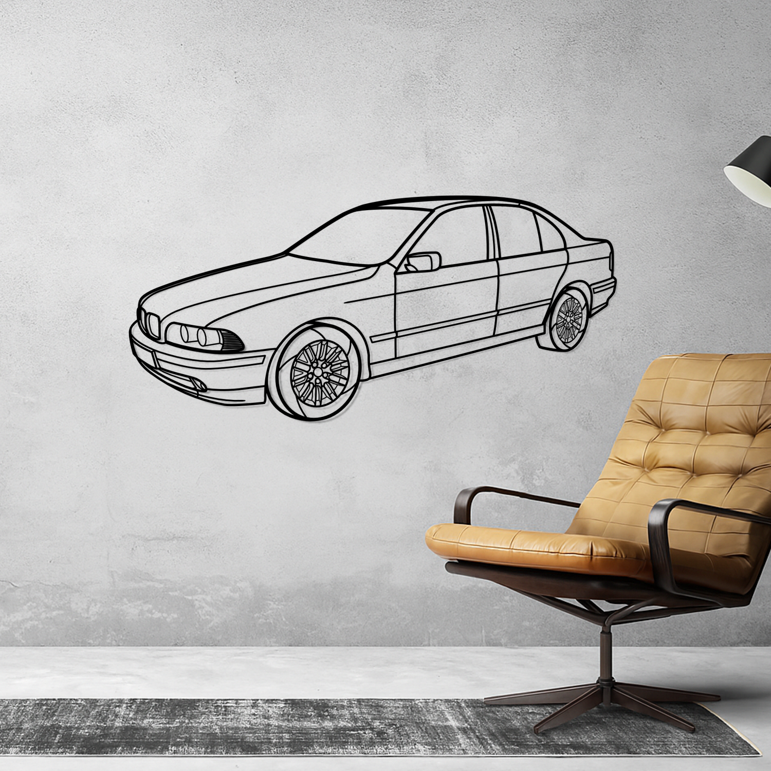 BMW Serie 5 E39 (1995-2003) - Front 3D Perspective - Metal Silhouette