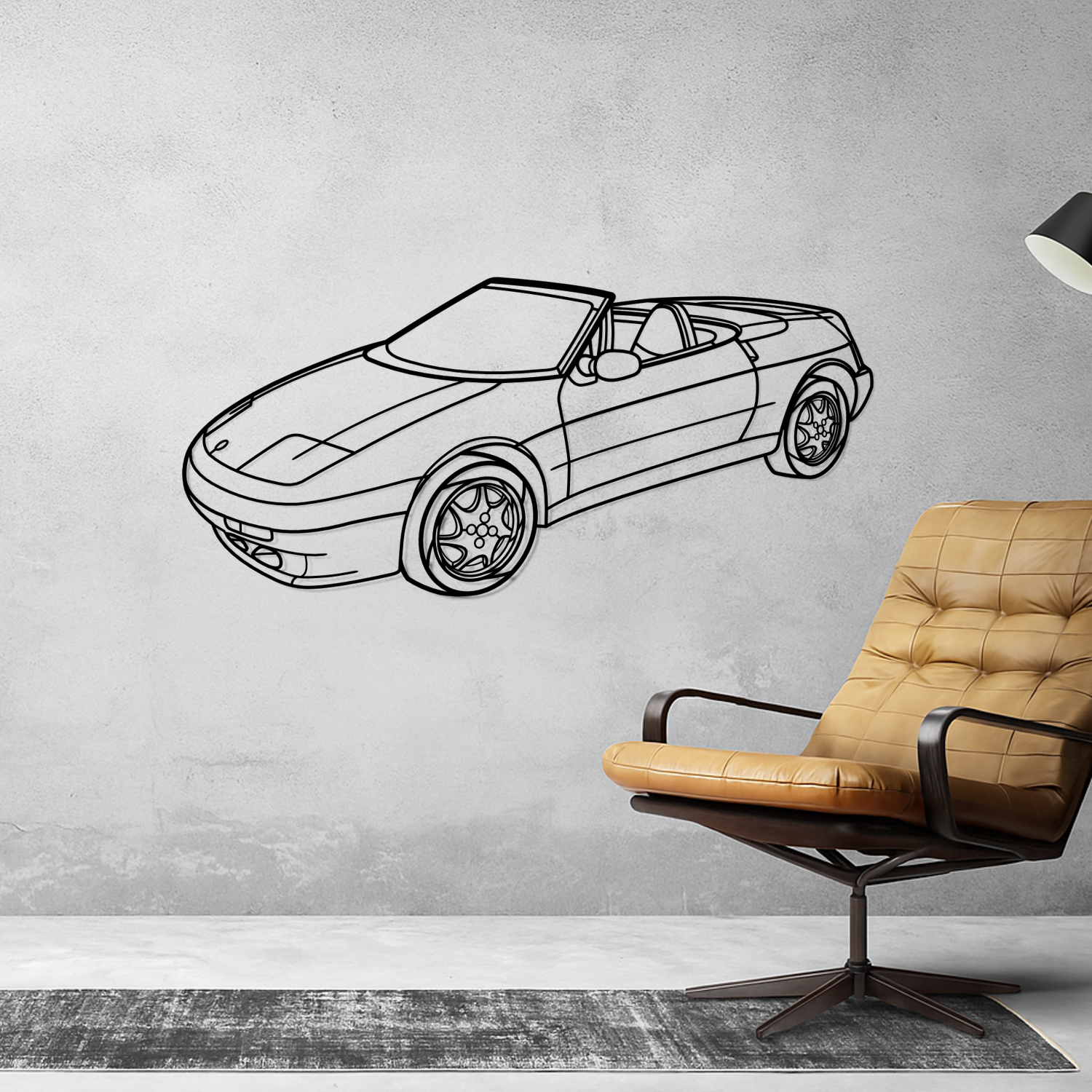 Lotus Elan M100 (1989-1995) - 3D Perspective Front - Metal Silhouette
