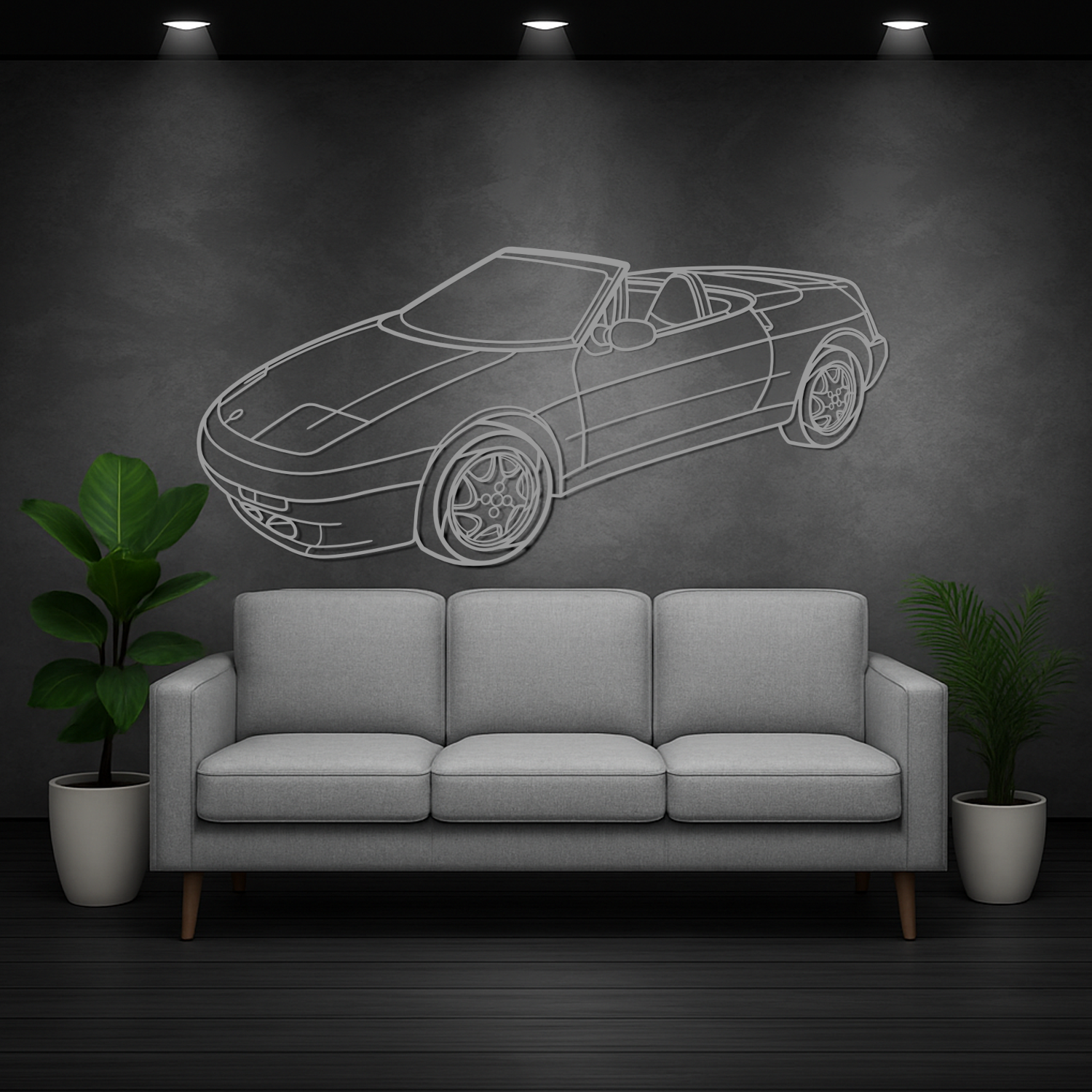 Lotus Elan M100 (1989-1995) - 3D Perspective Front - Metal Silhouette