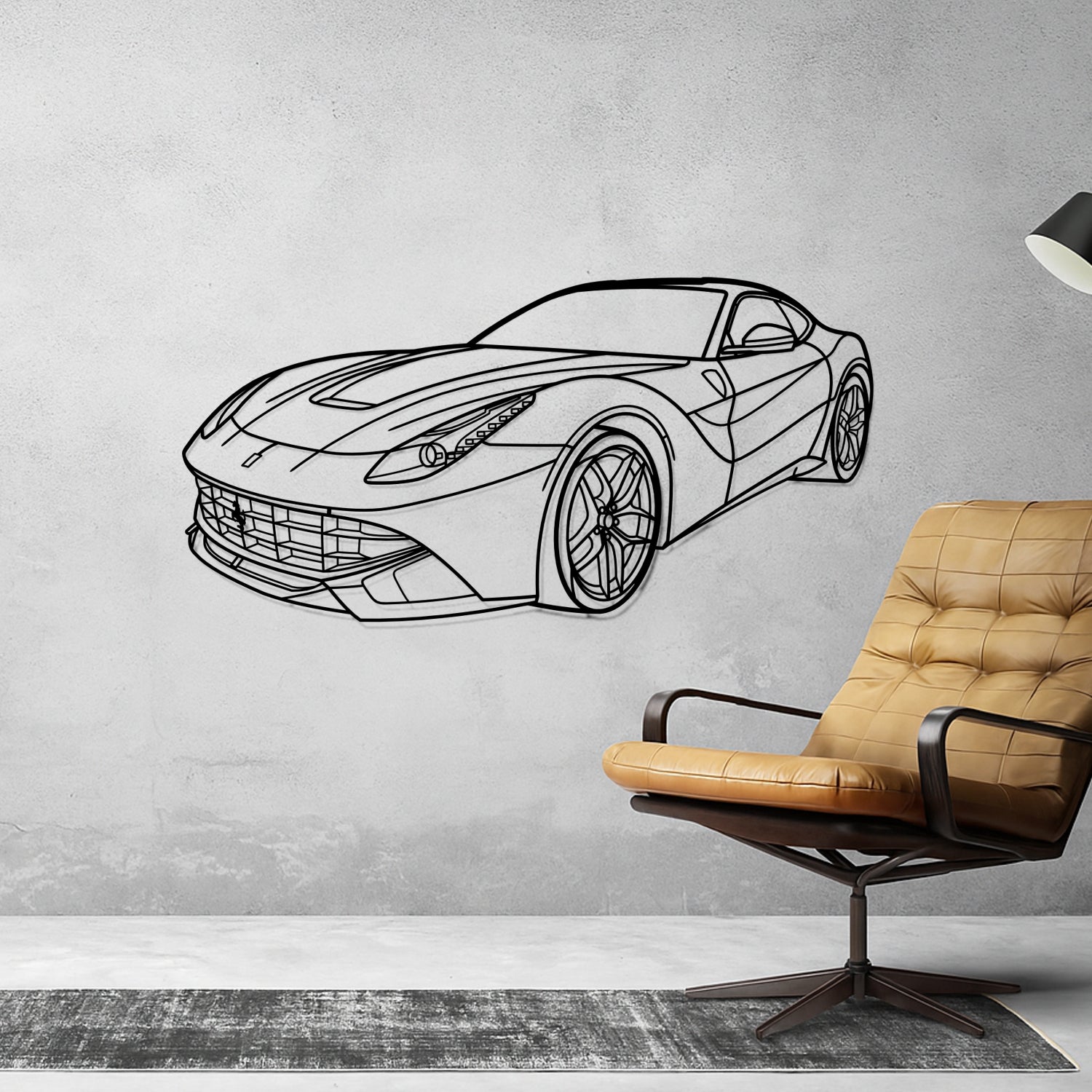 Ferrari F12 Berlinetta (2012-2017) - Perspetiva 3D Frente - Silhueta de Metal