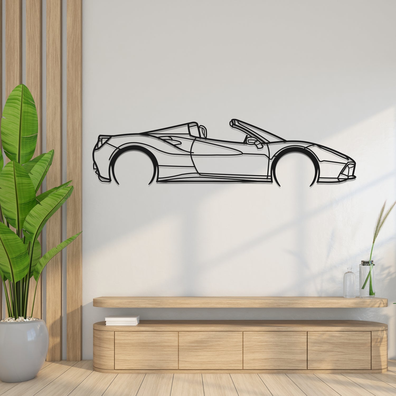 Ferrari 488 Spider Side View - Metal Wall Silhouette