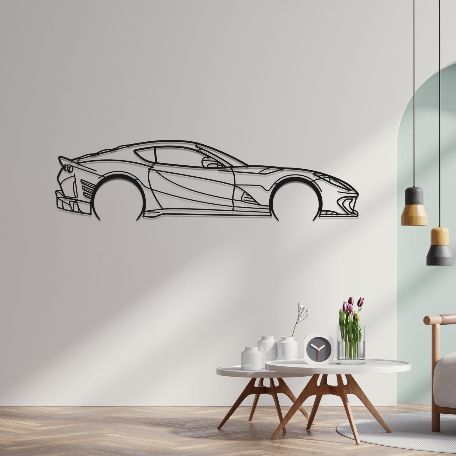 Ferrari 812 Competizione Side View - Metal Wall Silhouette