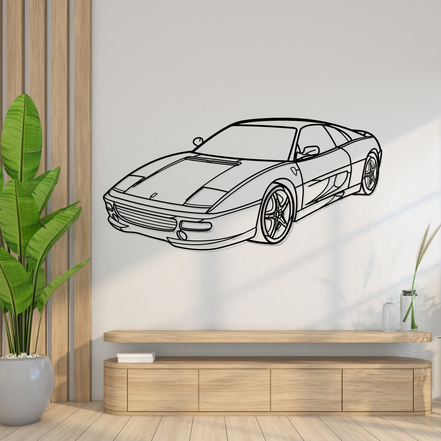 Ferrari F355 (1994-1999) - Perspetiva 3D Frente - Silhueta de Metal