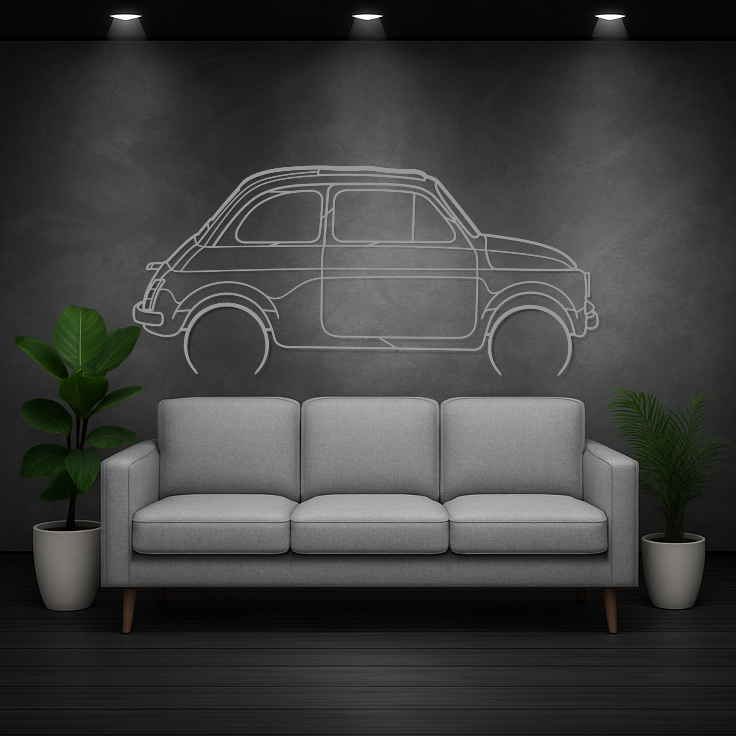 Fiat 500 R (1957-1975) - Perspetiva Lateral - Silhueta de Metal