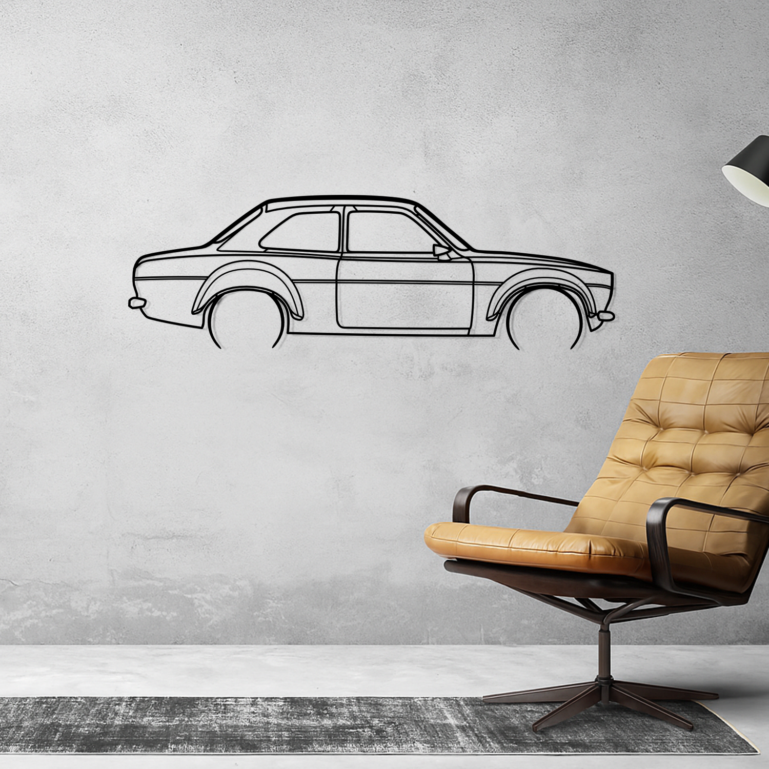 Ford Escort MK I RS2000 (1973-1975) - Perspetiva Lateral - Silhueta de Metal