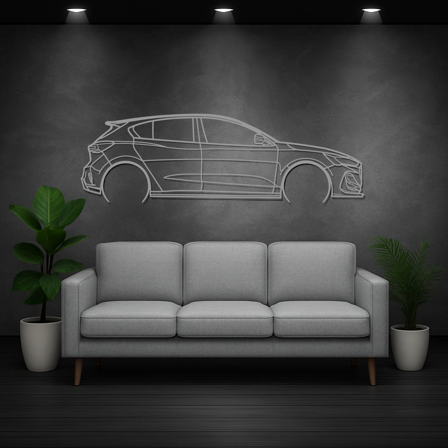 Audi R8 V10 Plus (2012-2015) - Side Perspective - Metal Silhouette