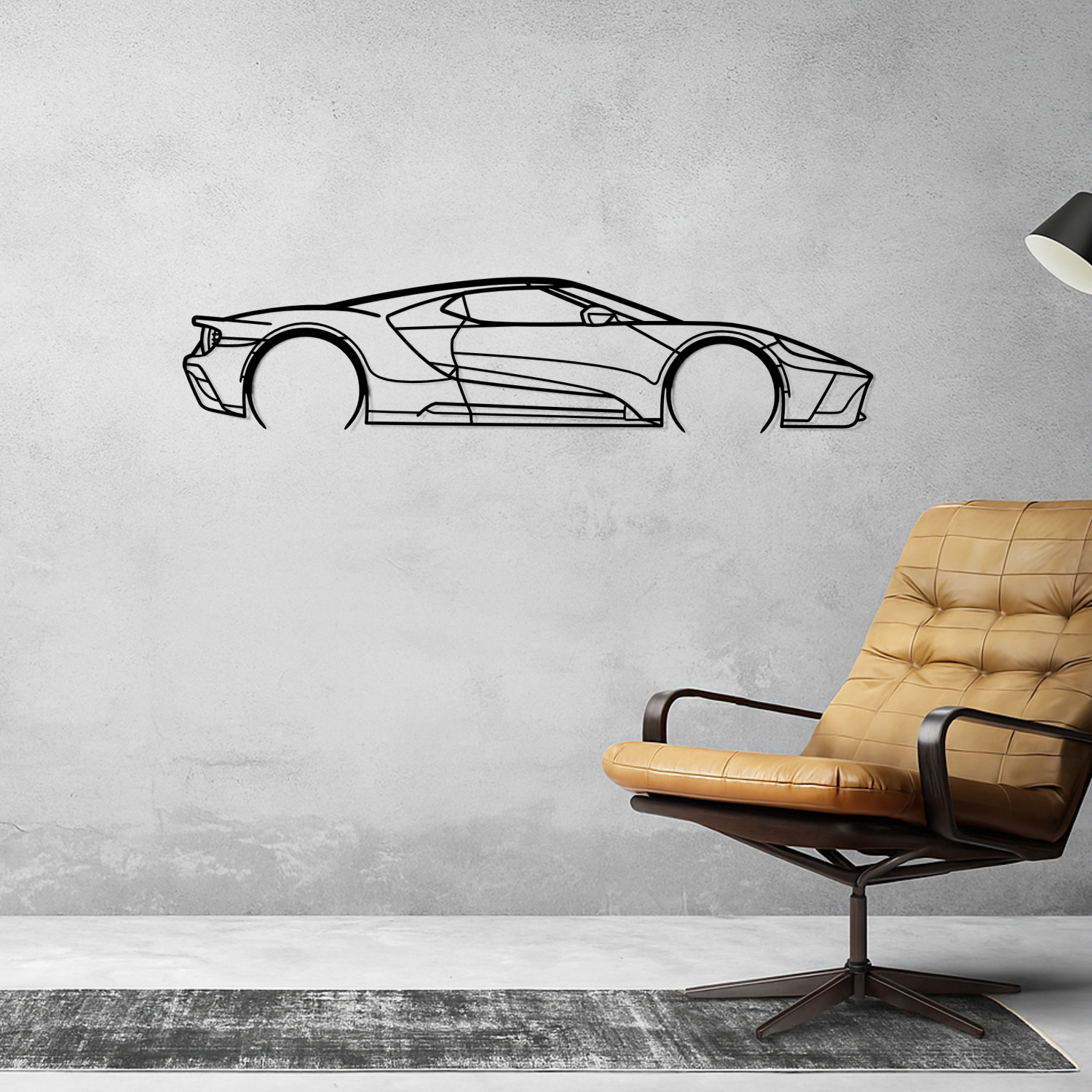 Ford GT (2016-2022) - Perspetiva Lateral - Silhueta de Metal