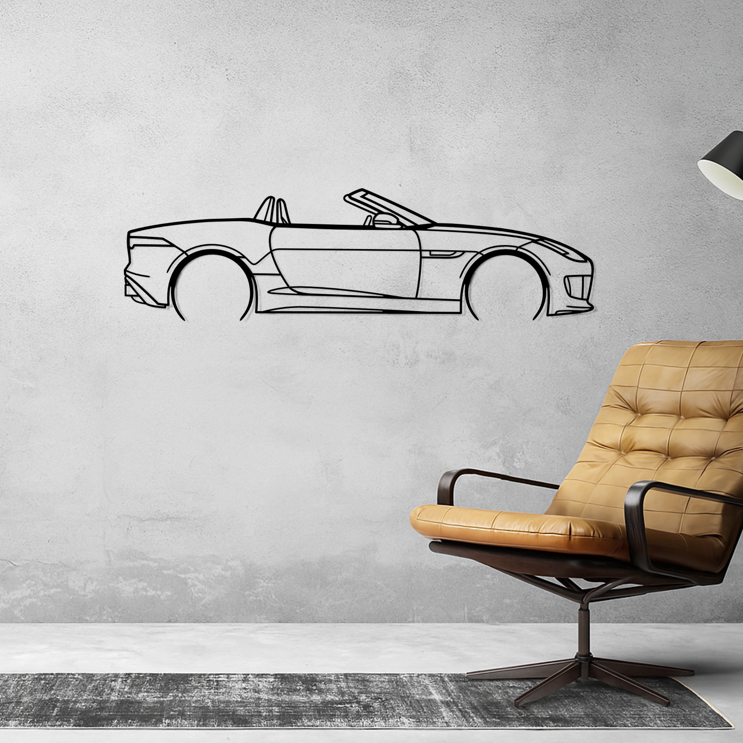Jaguar F-Type Convertible (2013-2019) - Perspetiva Lateral - Silhueta de Metal