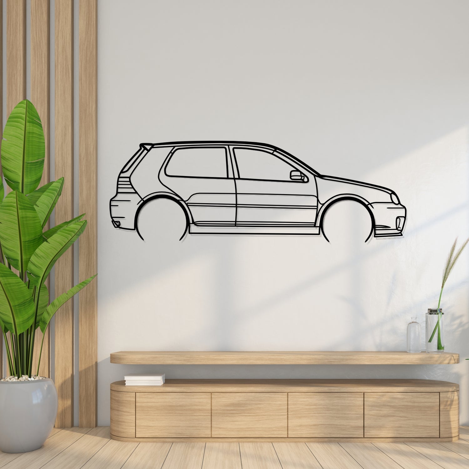 Volkswagen Golf MK4 R32 (2002-2004) - Perspetiva Lateral - Silhueta de Metal