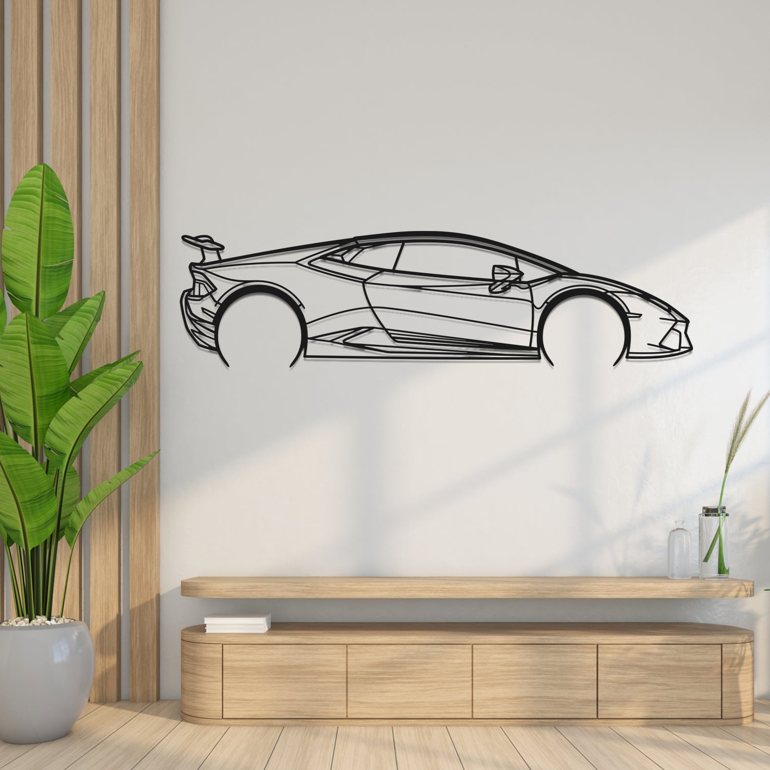 Lamborghini Huracan Perfomante Side View - Metal Wall Silhouette