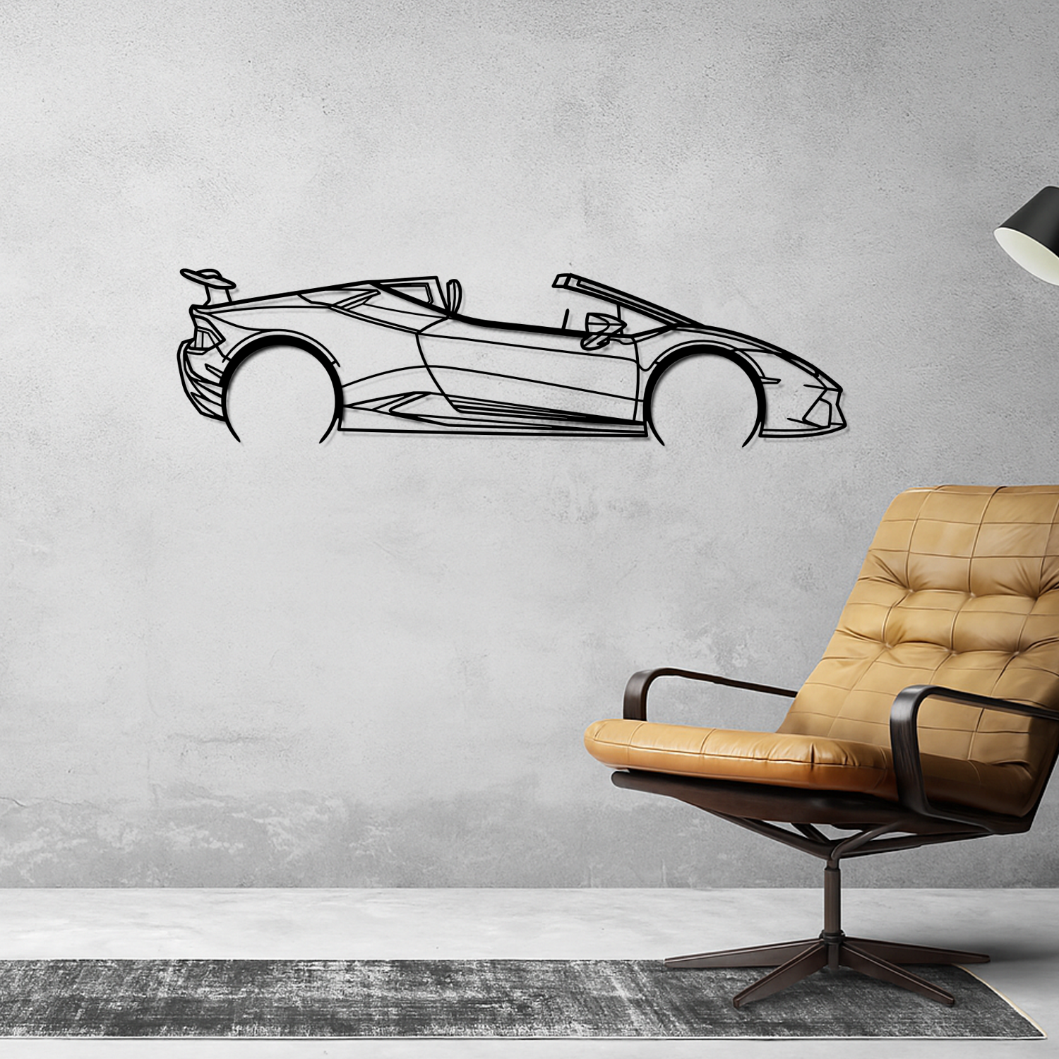 Lamborghini Huracan Perfomante Spyder (2018-2019) - Side View - Metal Silhouette