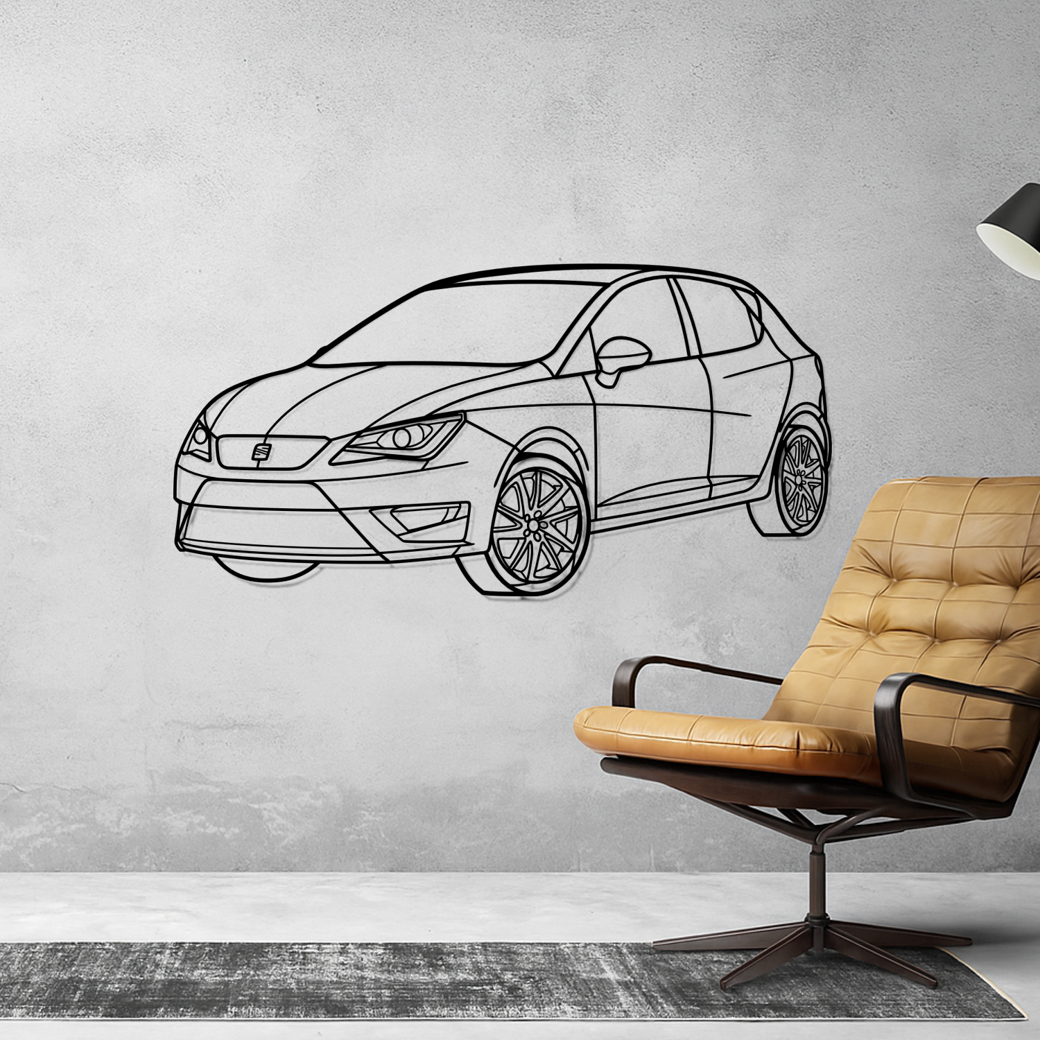 Seat Ibiza FR (2012-2017) - Perspetiva 3D Frente - Silhueta de Metal