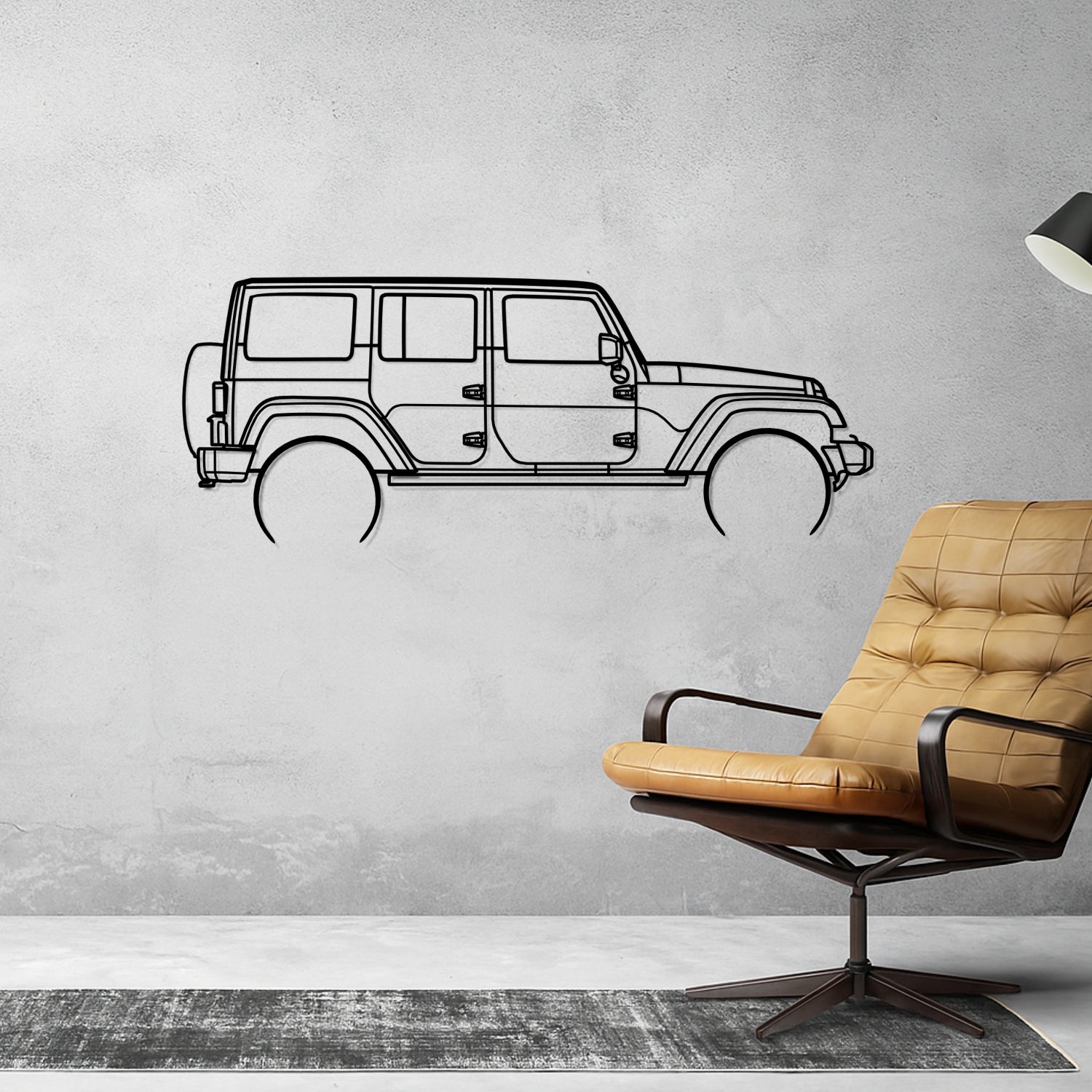 Jeep Wrangler (2010-2018) - Perspetiva Lateral - Silhueta de Metal