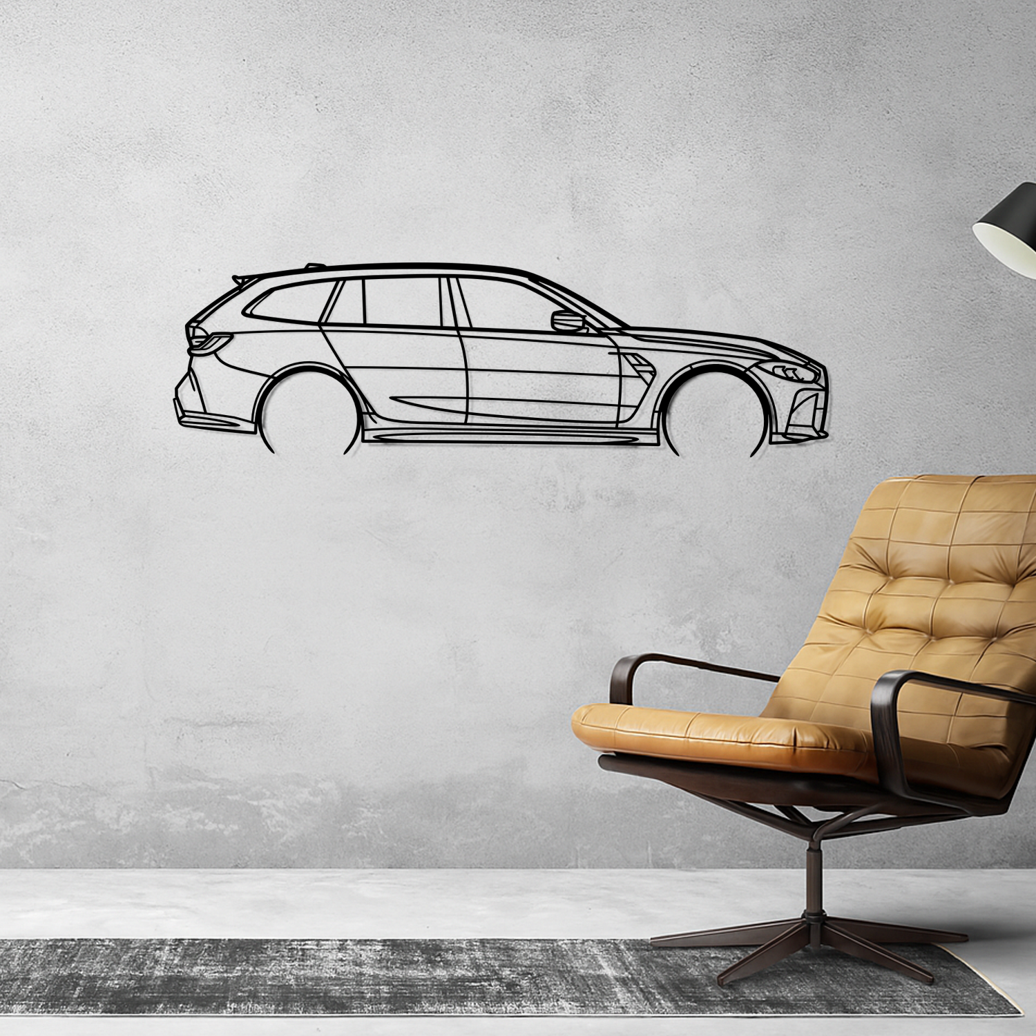BMW M3 G81 (2022-2024) - Side Perspective - Metal Silhouette
