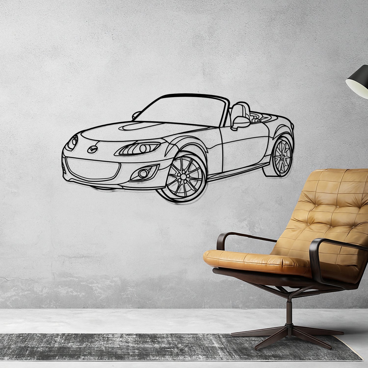 Mazda MX-5 (2012-2015)  - Perspetiva 3D Frente - Silhueta de Metal