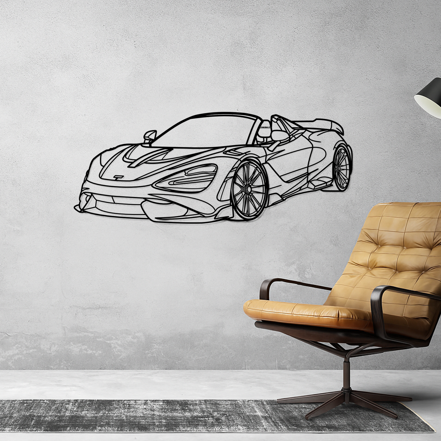 Mclaren 765LT Spider Novitec (2020-2023) - Perspetiva 3D Frente - Silhueta de Metal