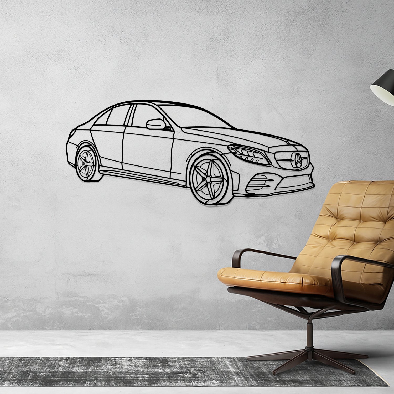 Mercedes Classe C (2018-2021) - Perspetiva 3D Frente - Silhueta de Metal