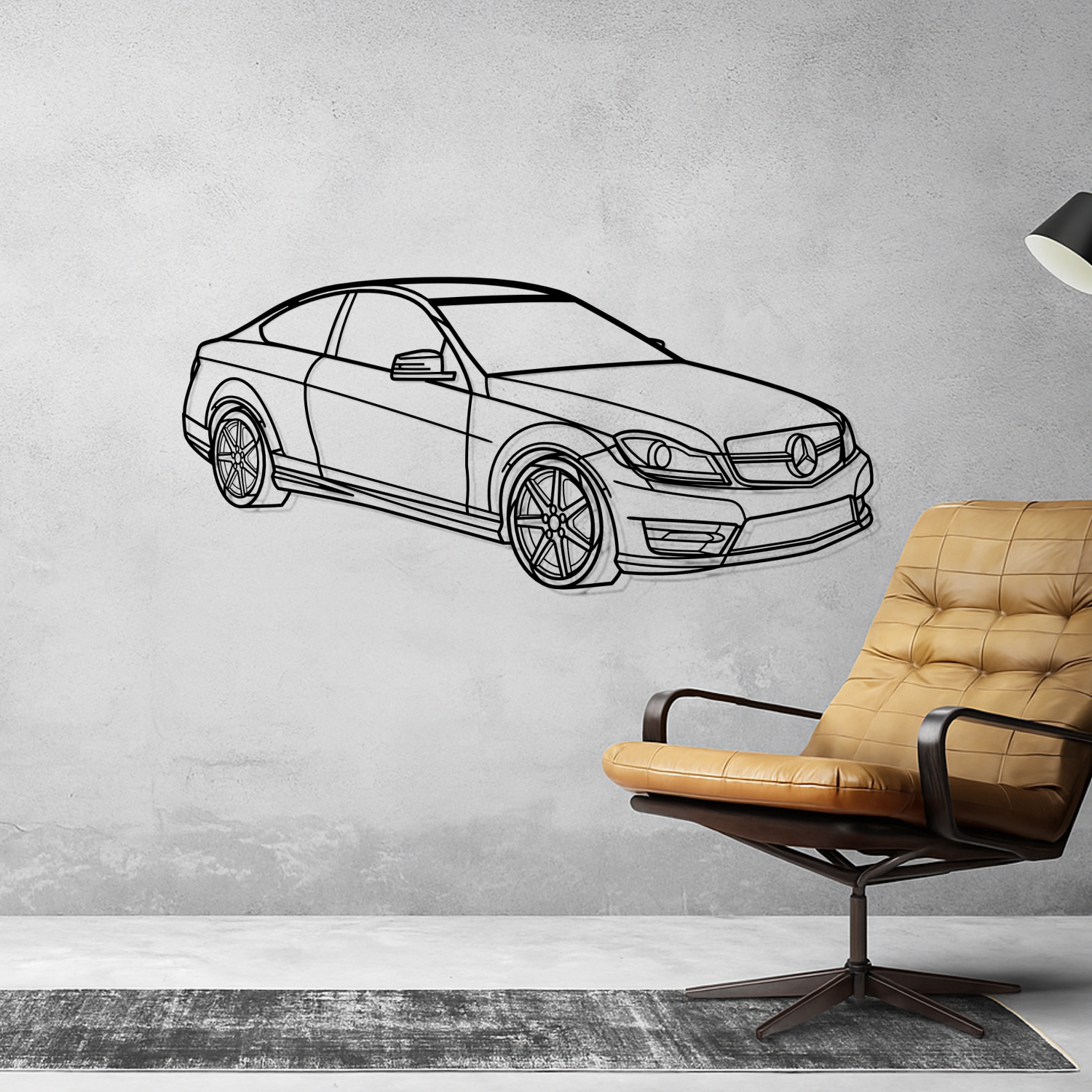 Mercedes Classe C (2011-2025) - Perspetiva 3D Frente - Silhueta de Metal
