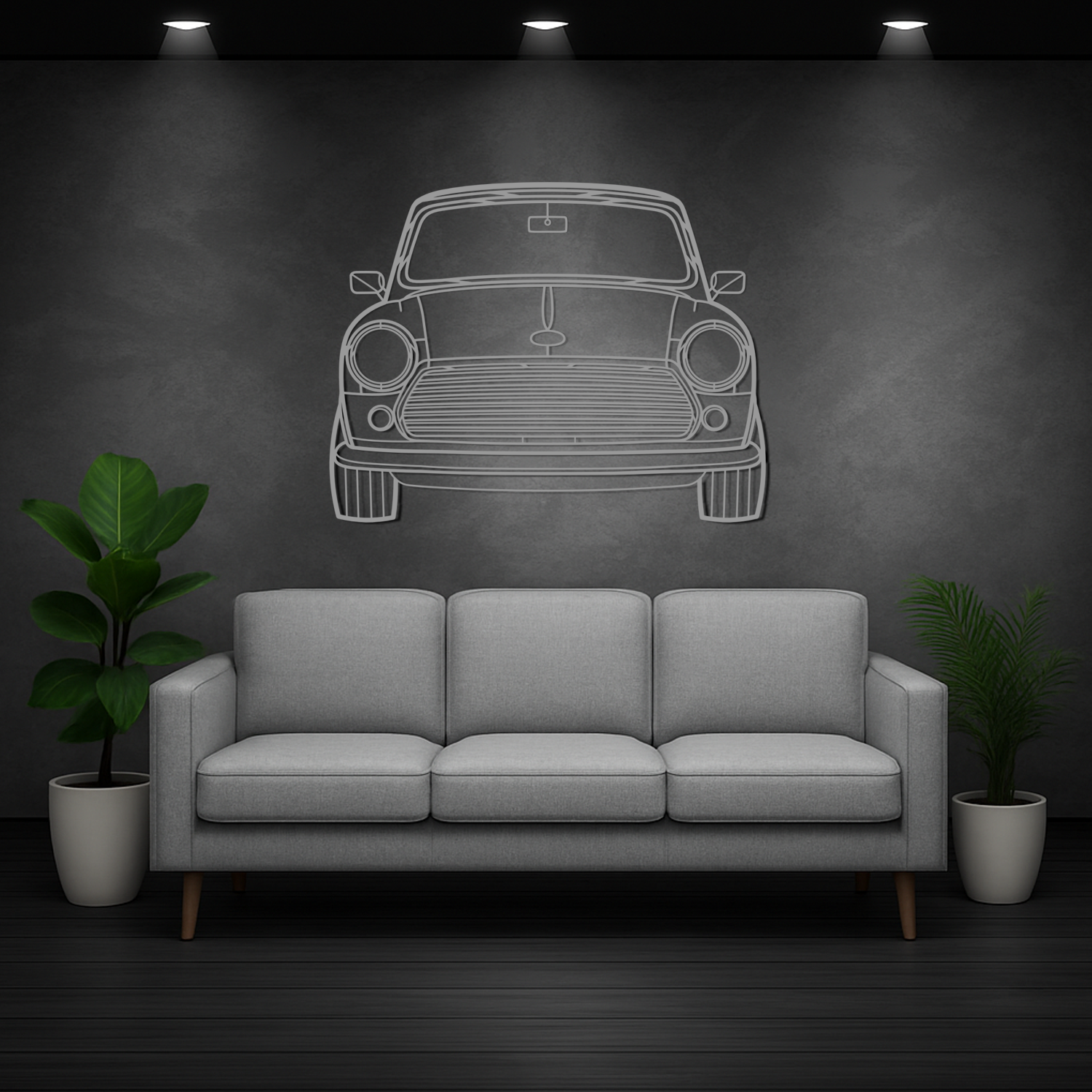 Mini Classic - Front View - Metal Silhouette