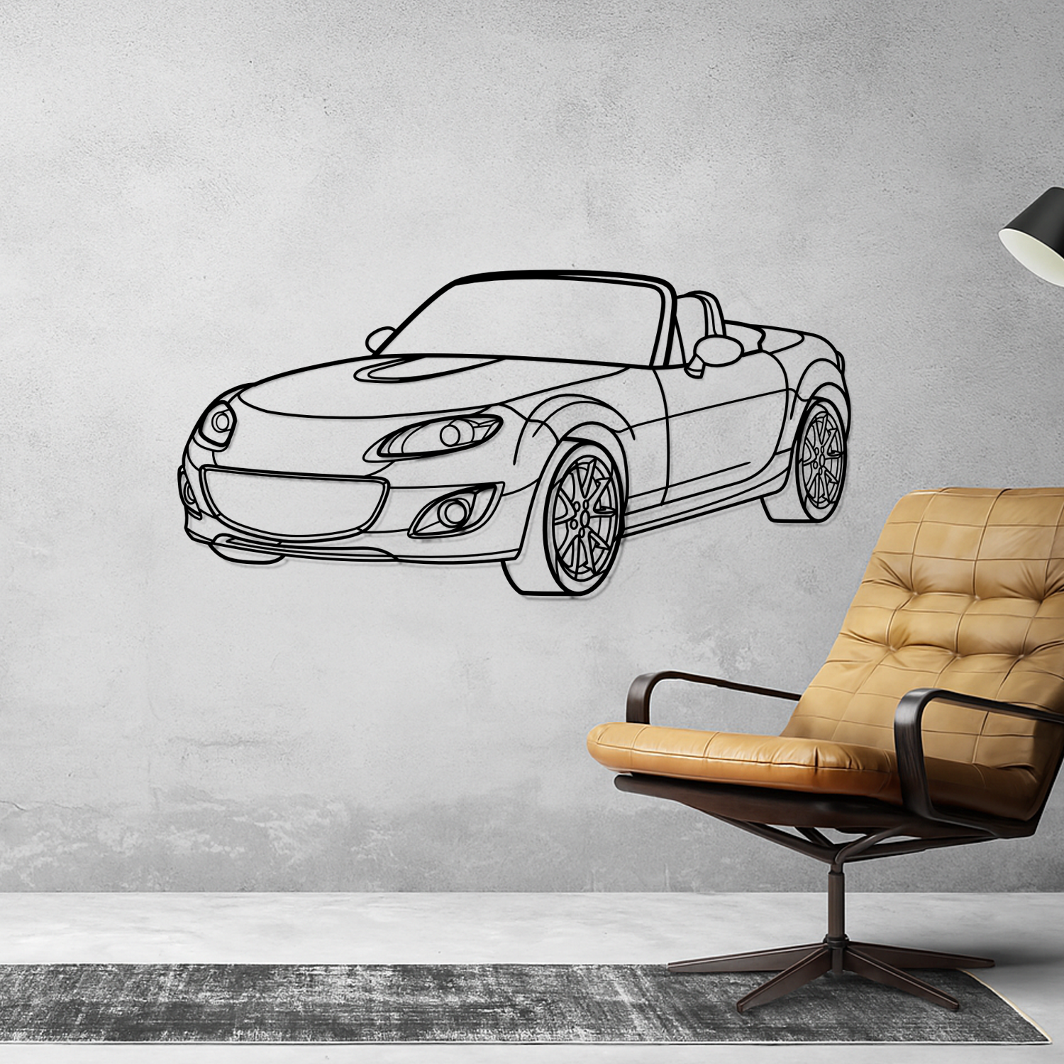 Mazda MX-5 (2008-2015) - 3D Perspective Front - Metal Silhouette