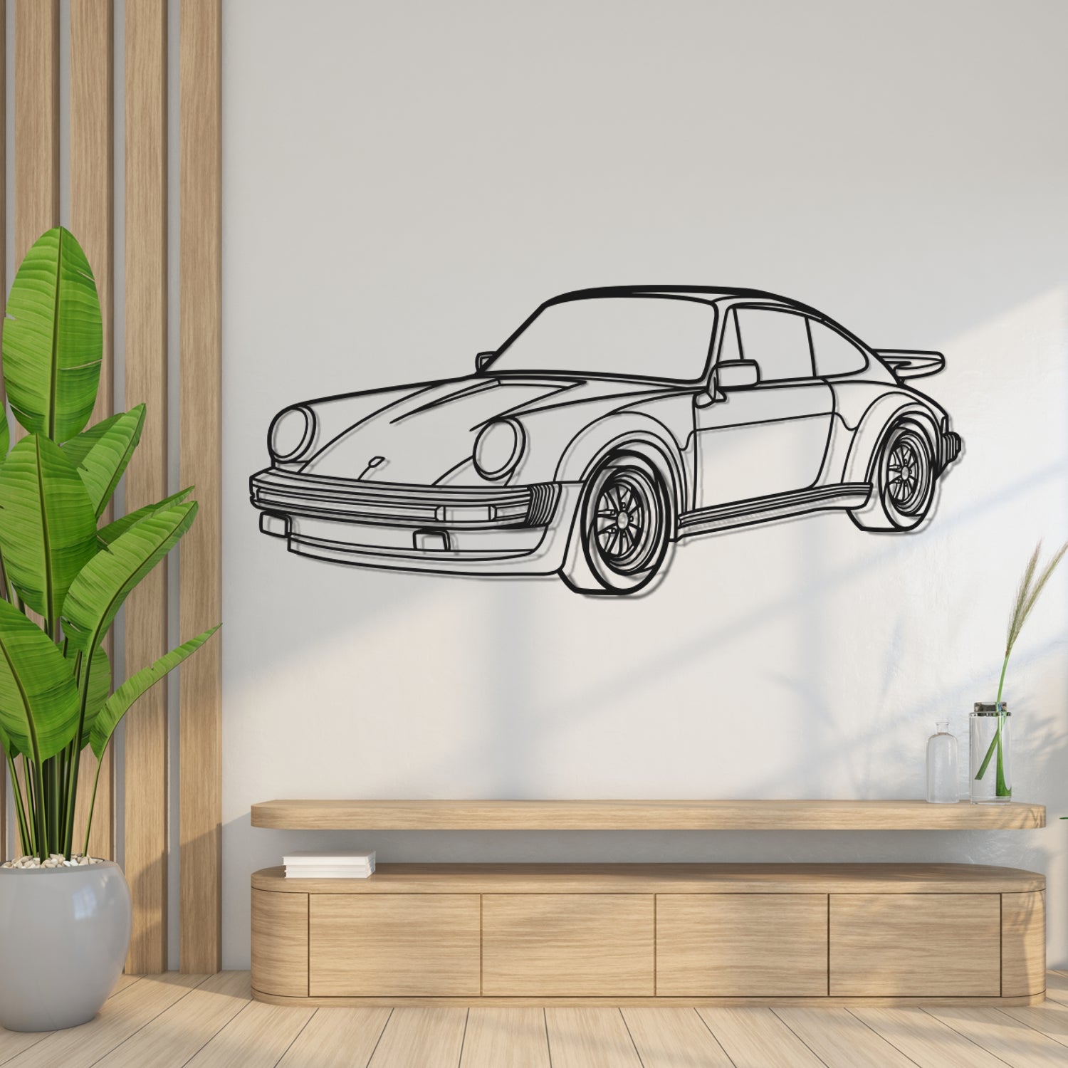 Porsche 911 930 Turbo - Perspetiva 3D Frente - Silhueta de Metal