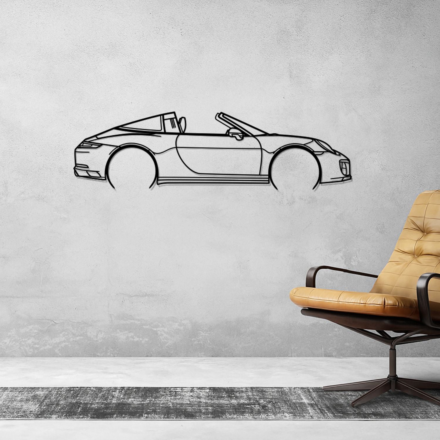 Porsche 911 991.1 Targa (2014-2016) - Perspetiva Lateral - Silhueta de Metal