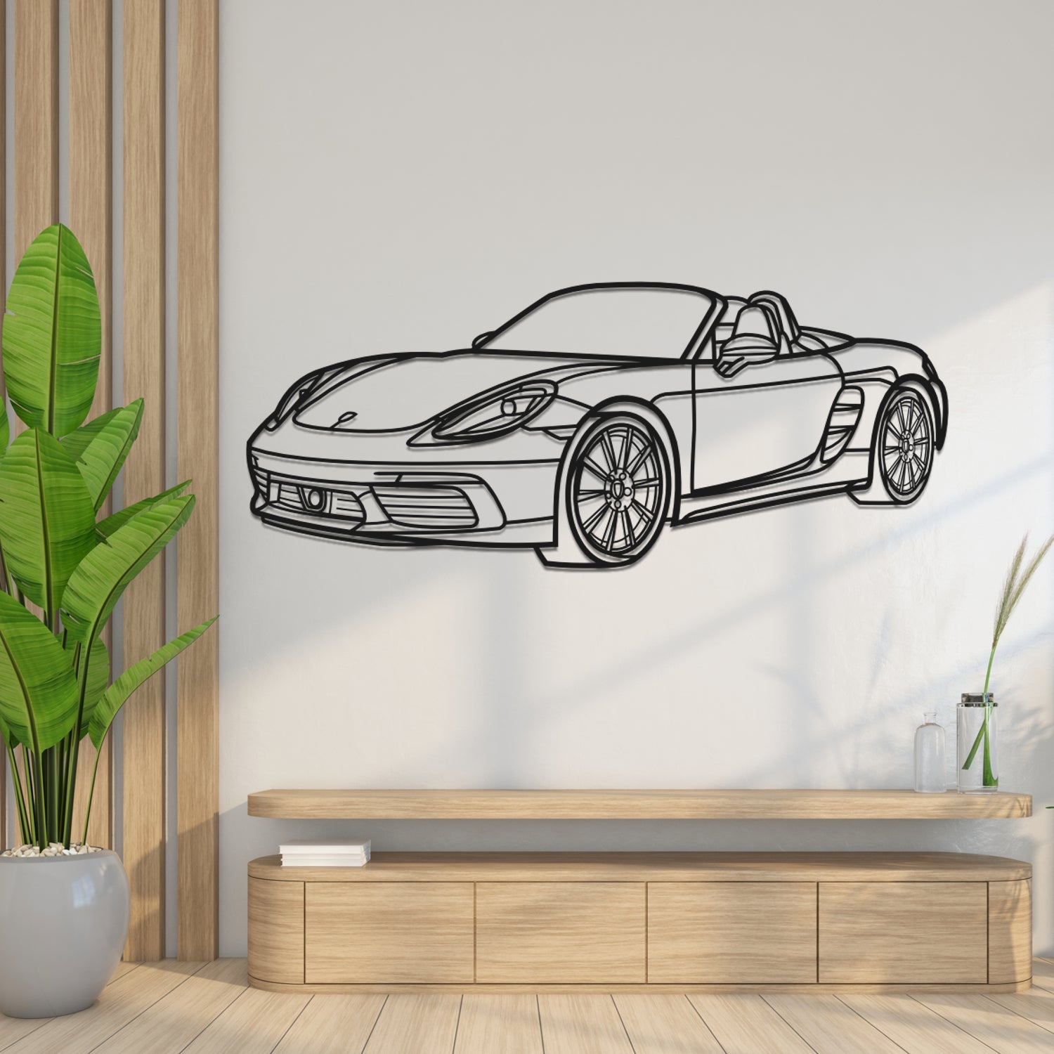 Porsche Boxster 3D Front View - Metal Wall Silhouette