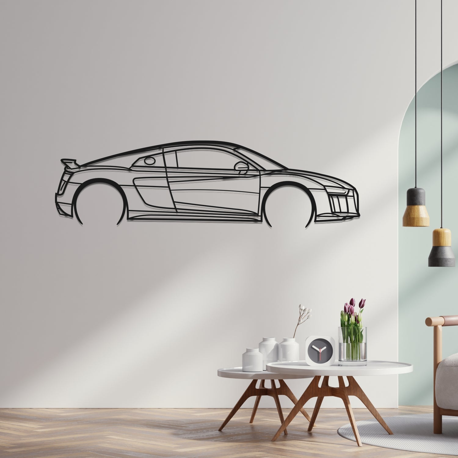 Audi R8 MK2 Side View - Metal Wall Silhouette 