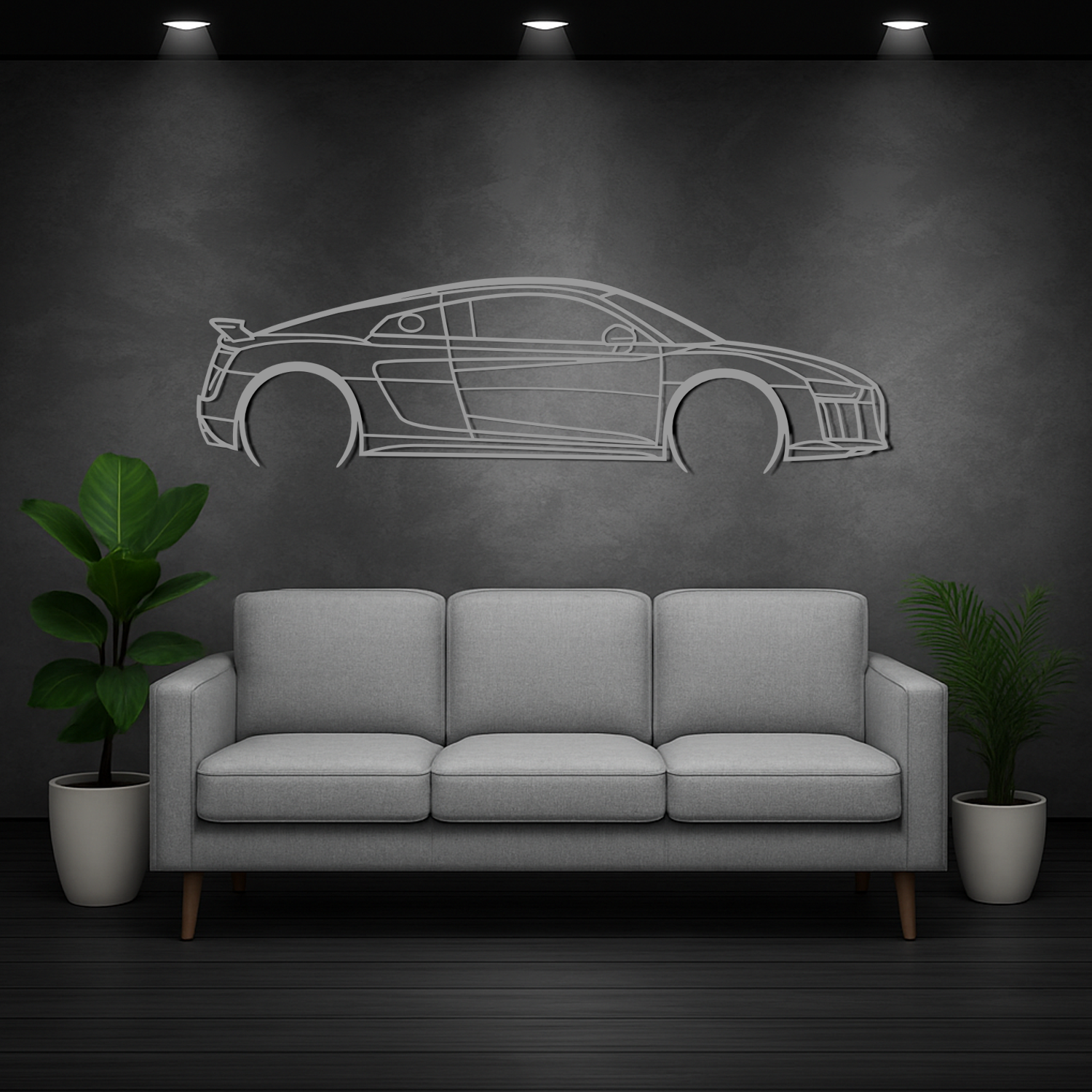 Audi R8 MK2 (2014-2024) - Side View - Metal Silhouette 