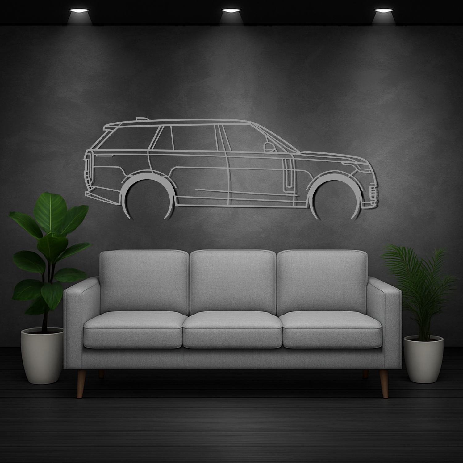 Land Rover Range Rover (2021-2025) - Perspetiva Lateral - Silhueta de Metal