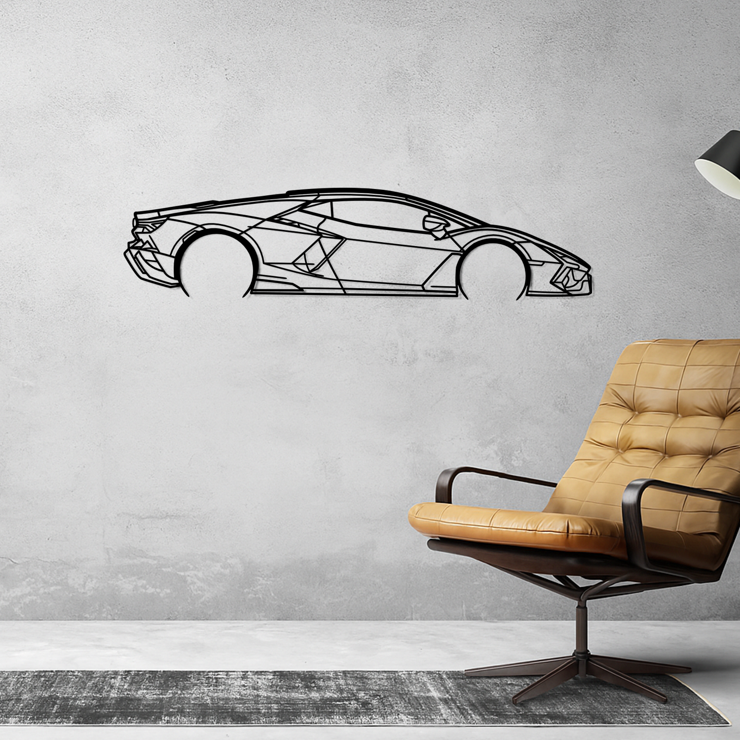 Lamborghini Revuelto (2023-2025) - Side Perspective - Metal Silhouette