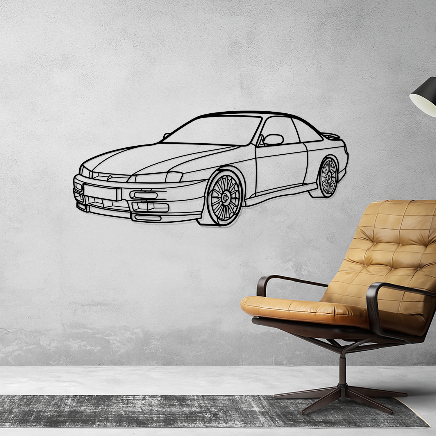 Nissan S14 A edition Z (1996-1998) - Perspetiva 3D Frente - Silhueta de Metal