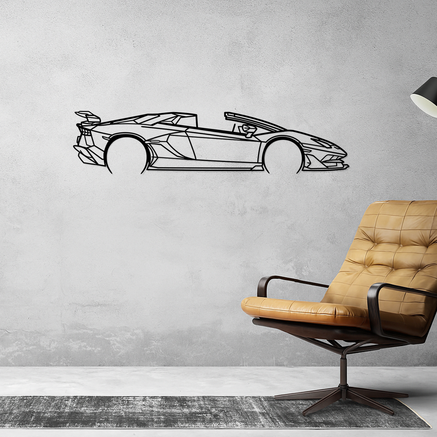 Lamborghini Aventador SVJ Roadster (2018-2022) - Side View - Metal Silhouette