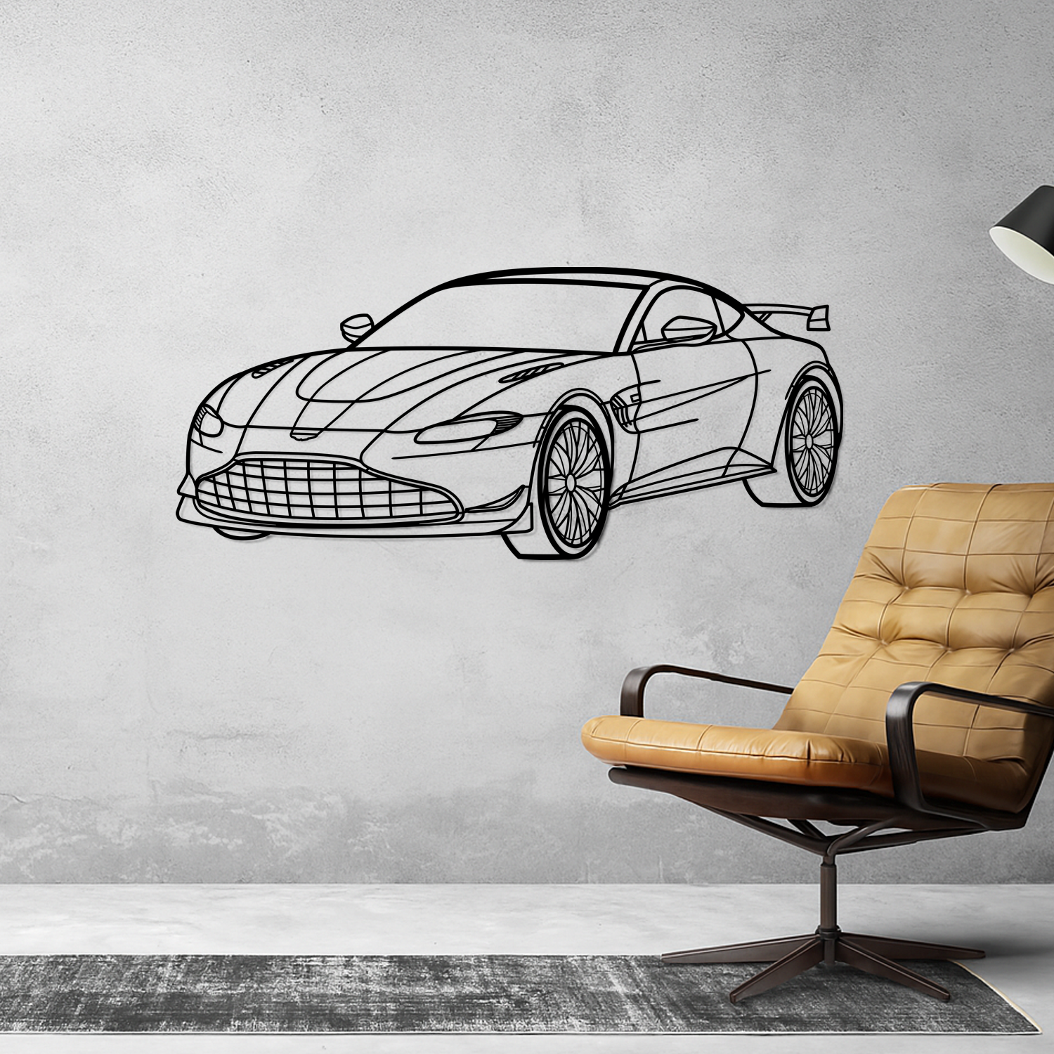 Aston Martin Vantage F1 Edition (2021-2023) - 3D Perspective Front - Metal Silhouette